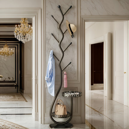 UNICORN Freestanding Valet Stand with a Dual-Tier Design White Black