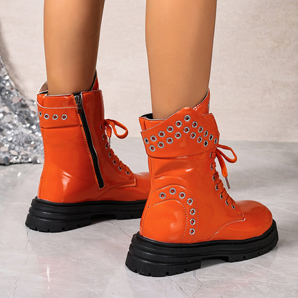UNICORN Womens Boots with Thick Sole with Lace-up and Decorative Buckle