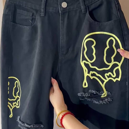 UNICORN Women Loose Straight-Leg Jeans Black s m l xl xxl