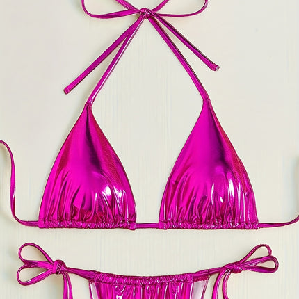 UNICORN Highend Glossy Metallic Sexy Bikini with Halter Neck Triangle s m l xl