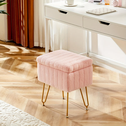UNICORN Modern Faux Fur Makeup Stool with Storage pink