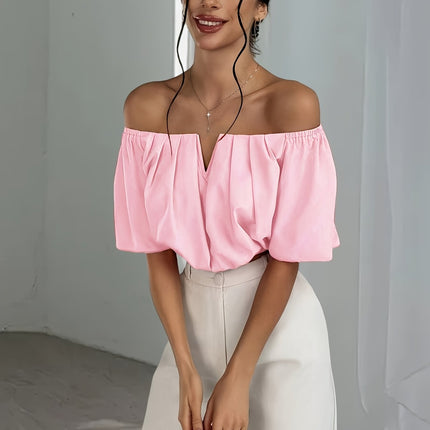 UNICORN Off-the-Shoulder Solid Color Short Blouse  Daily Wear, Parties, All-Season xs s m l