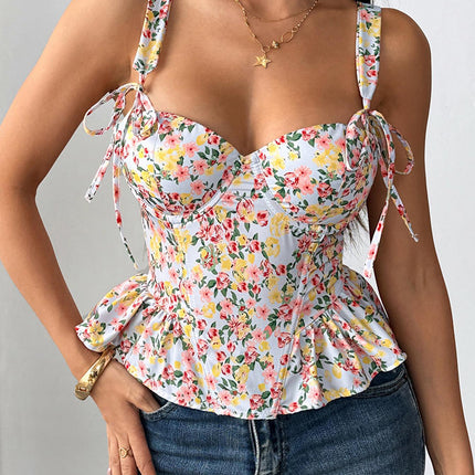 UNICORN Women'S Summer New Stylish Countryside Floral Tie-Up Corset s m l