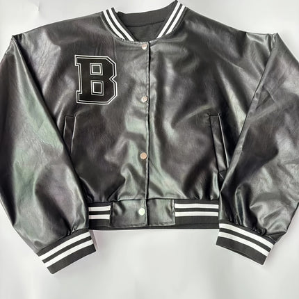 UNICORN Plus Size Long Sleeve Stand Collar Baseball Jacket Leather 1xl 2xl 3xl 4xl