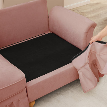 UNICORN Modular Mid-Century L-Shaped 2-Seater Chenille Sofa for Living Room Pink