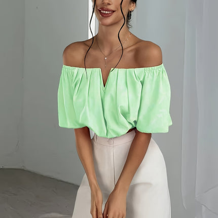 UNICORN Off-the-Shoulder Solid Color Short Blouse  Daily Wear, Parties, All-Season xs s m l
