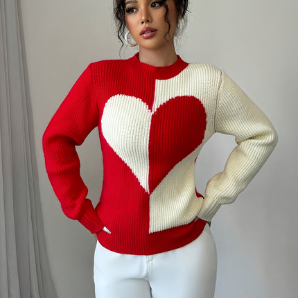 UNICORN Womens Valentine's Day Color-block Heart Pattern Pullover s m l xl