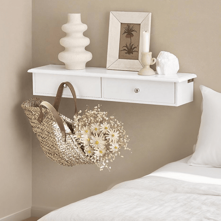 UNICORN 1-Piece Wall Shelf with 2 Drawers Modern Wall Shelf for Entryway