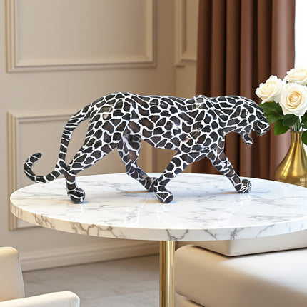 UNICORN Nordic Creative Resin Leopard Figurine Home Living Room Black White