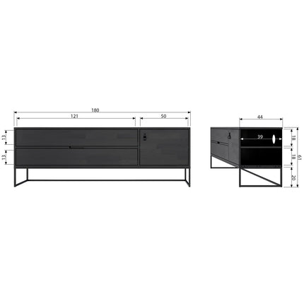 UNICORN Silas TV cabinet 180 cm oak decor 61x180x44 cm