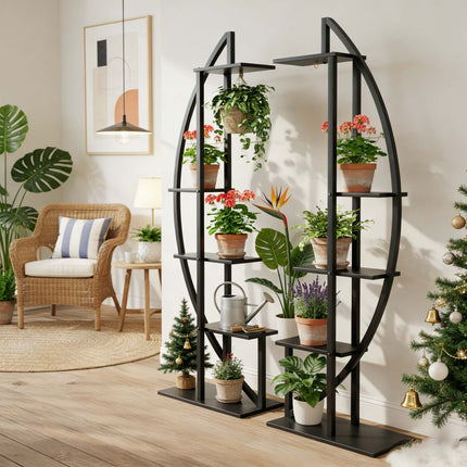 UNICORN Multi-Purpose Curved Display Shelf Bonsai Flower Plant Matt Black