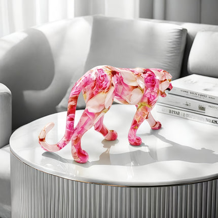 UNICORN High-End Pink Patterned Cheetah Statue Rose
