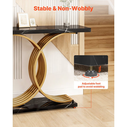 UNICORN 100 cm Gold Black Console Table, Modern Desk Behind the Couch