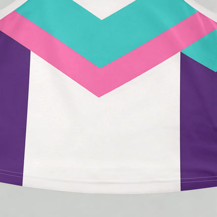 UNICORN Women'S Purple And Cyan Color Block Geometric Print Halter Crop Top s m l xl xxl
