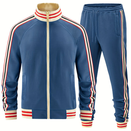 UNICORN Autumn Webbing Stripe Set, Stand Collar Zippered Sweatshirt s m l xl xxl xxxl