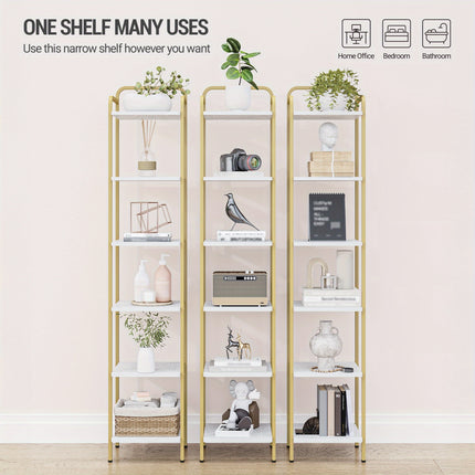 UNICORN Bookcase, Shelf, Standing Shelf, Slim Bookcase Black/Rustic Brown