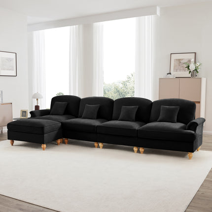 UNICORN L-Shaped 4-Seater Sofa Comfortable Seating for Living Room Black