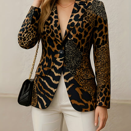 UNICORN New Fashionable Elegant Multicolor Graffiti Leopard Print Blazer s m l xl xxl