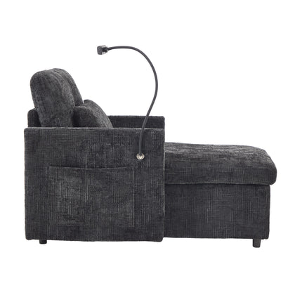 UNICORN Multifunctional Recliner Sofa, Lounge Chair with Phone Holder Black