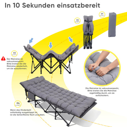 UNICORN Portable Folding Bed, Camp Bed for Guests, Supports Up to 200 Kg