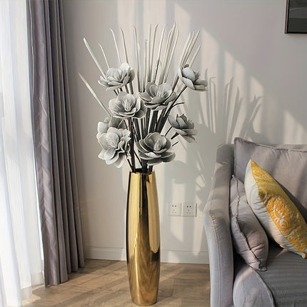 UNICORN Luxurious 60Cm Tall Ceramic Floor Vase in Electroplated silvery And Golden