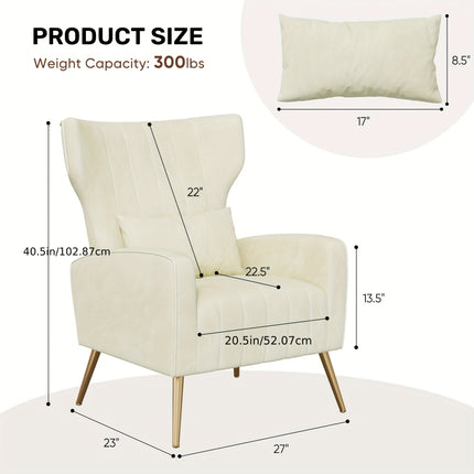 UNICORN Luxury Velvet Leisure Chair with Golden Metal Legs Beige Light Gray Black