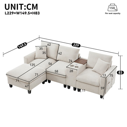 UNICORN Modern L-shaped sofa the first choice for small apartments Gray Beige