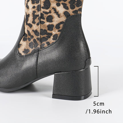 UNICORN Women'S Knee-High Boots with a Thick Heel And Back Zipper