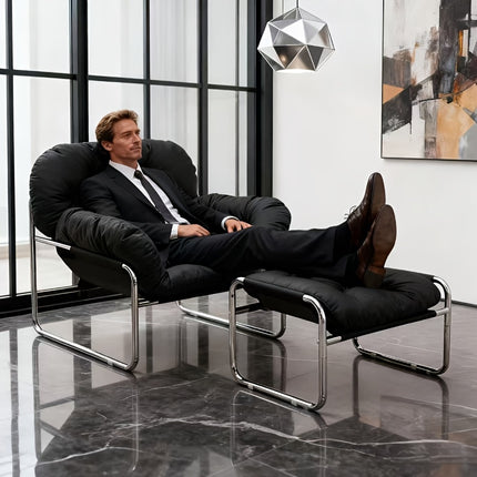 UNICORN Modern Luxury Convertible Recliner Chair with Footrest Black White Brown