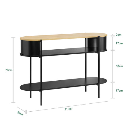 UNICORN Input Console with Storage Wardrobe Black Furniture L110Cm X B39Cm X H76Cm