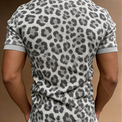 UNICORN Lightweight Breathable Short Sleeve Gray White Leopard Print s m l xl xxl