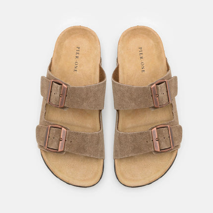 UNICORN Men's Slippers Leather Brown 38 39 40 41 42 43 44