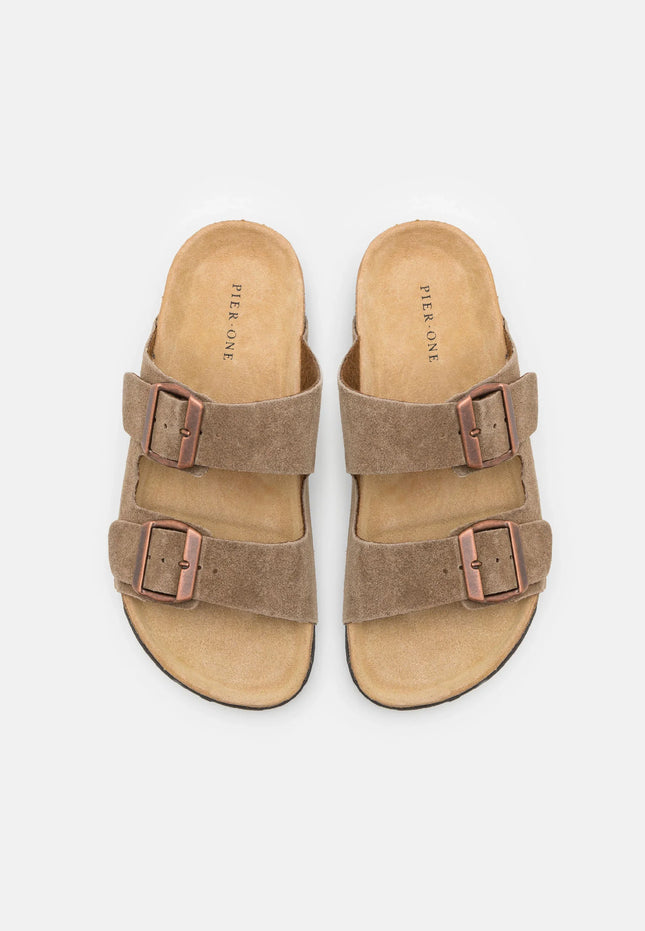 UNICORN Men's Slippers Leather Brown 38 39 40 41 42 43 44