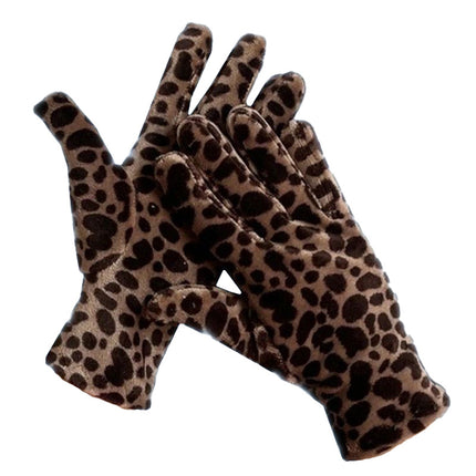 UNICORN Leopard Print Gloves for Women, Made of Golden Velvet
