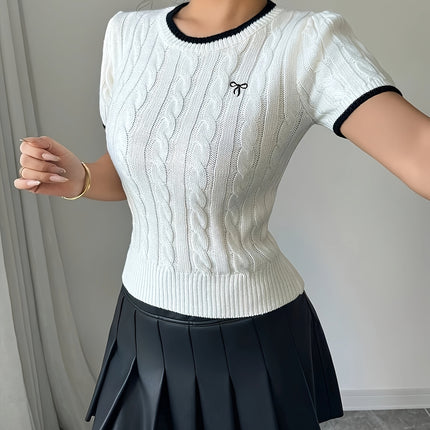 UNICORN Cat Ear Design Womens Short Sleeve Top Elegant Two-Tone Edges s m l xl