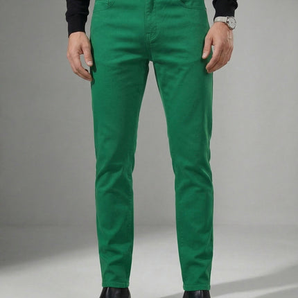 UNICORN Men'S Stretch Green Faux Denim Slim-Fit High-Quality 28 30 32 34 36 38