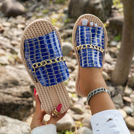 UNICORN Women'S Stylish Casual Slip-On Sandals with Chunky Soles Chain Shoes
