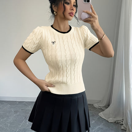 UNICORN Cat Ear Design Womens Short Sleeve Top Elegant Two-Tone Edges s m l xl