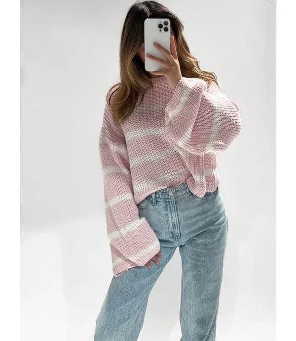 UNICORN Women's sweater stripes pink white s m l