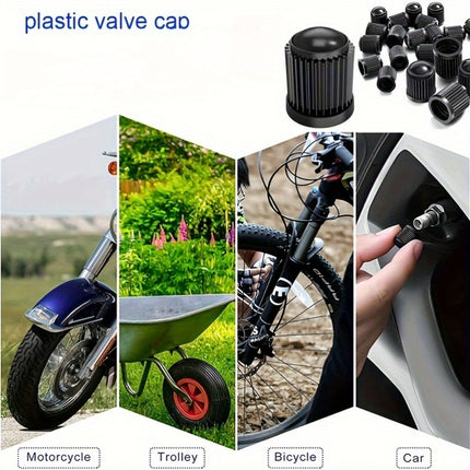 UNICORN Black PE Tire Valve Cap Set: Durable And Versatile for Car, SUV, Bike, Truck