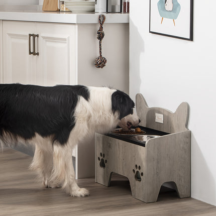 UNICORN Raised Dog Bowls, Elevated Dog Bowl Vintage Brown/Grey