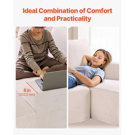 UNICORN Modular U-Shaped Corner Sofa Bed with High-Elastic Foam & High Density Beige