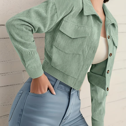 UNICORN Women'S Light Green Corduroy Jacket with Flap Pockets s m l xl