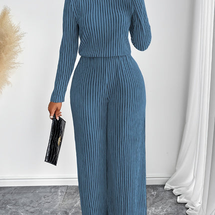 UNICORN Womens Elegant Long Sleeve Wide Leg Body Suit with Clavicle Collar s m l xl