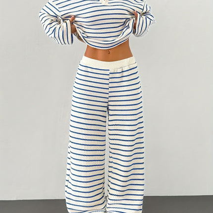 UNICORN Stylish And Relaxed Striped Pants Set for Women with a Tailored Collar xs s m l xl