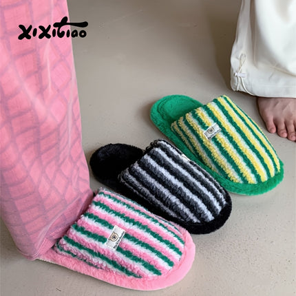 UNICORN Men's Home Slippers, Casual Color-Block Striped 36 38 39.5 41.5 43