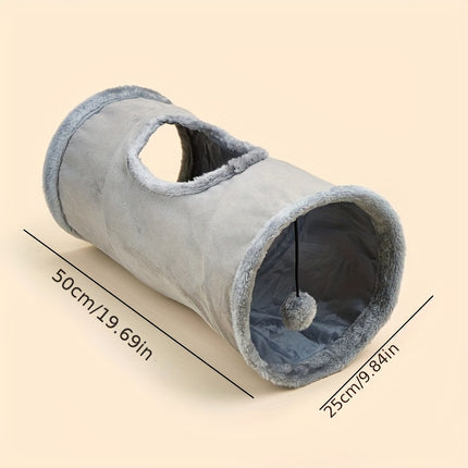 UNICORN Foldable plush cat tunnel with fun ball holes Gray Pink