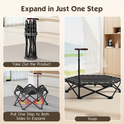 UNICORN Trampoline Indoor Foldable Mini Adult Springs Fitness Black