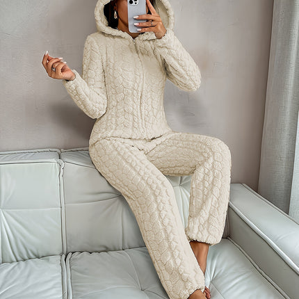 UNICORN Solid Color Jacquard Fleece Hooded Jumpsuit for Casual Wear s m l xl xxl
