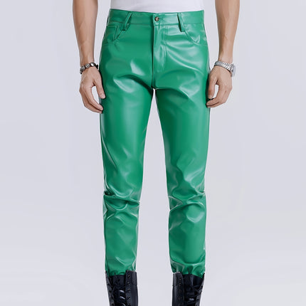 UNICORN Men's Stretch PU Leather Pants Stretchable Slim Fit Formal & Casual Pants